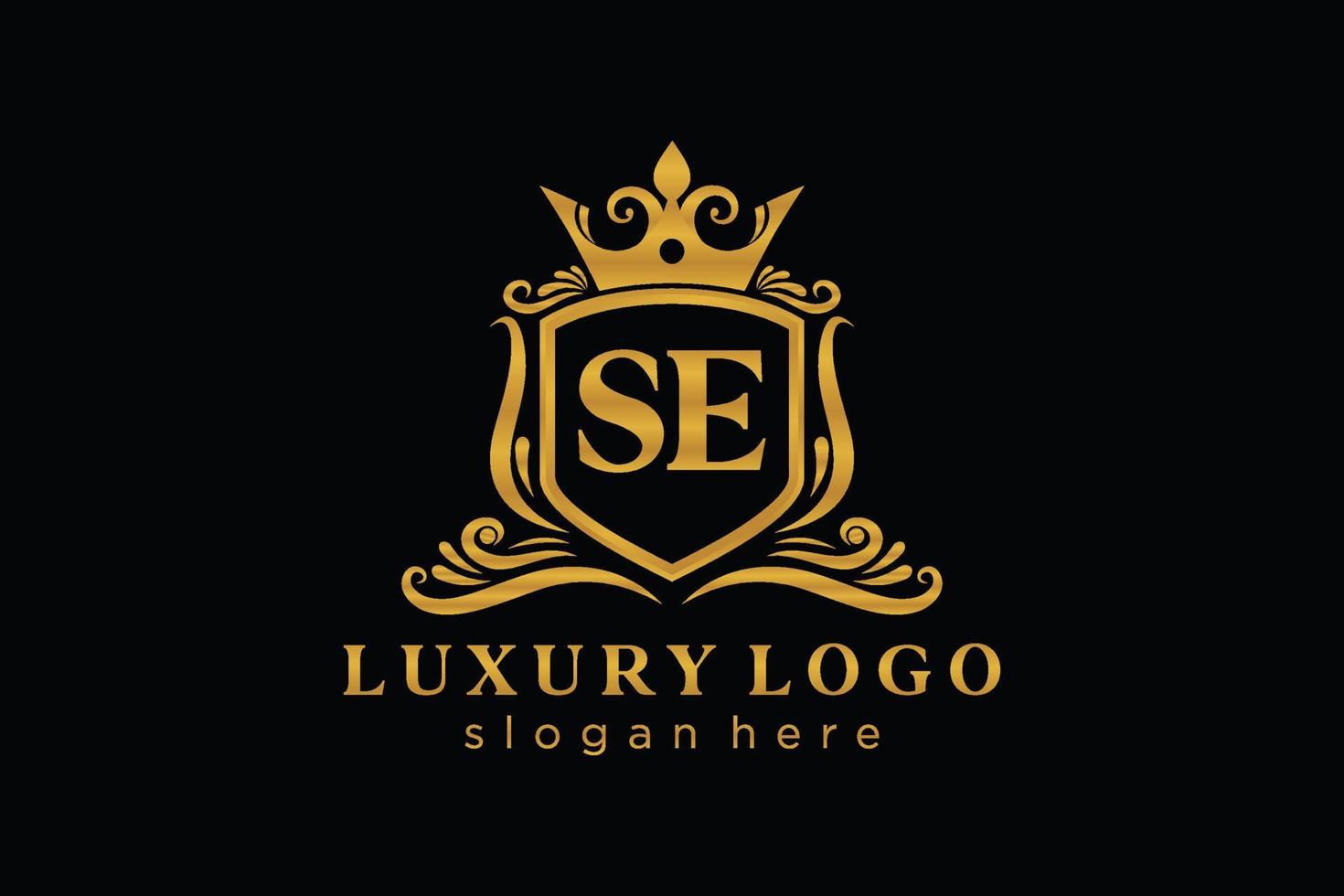 Initial SE Letter Royal Luxury Logo template in vector art for Restaurant, Royalty, Boutique, Cafe, Hotel, Heraldic, Jewelry, Fashion and other vector illustration.