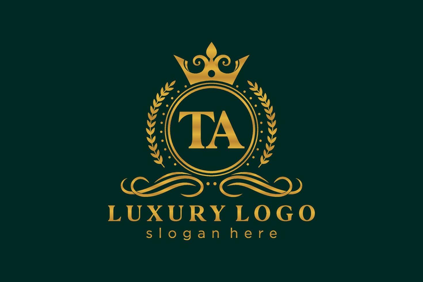 Initial TA Letter Royal Luxury Logo template in vector art for Restaurant, Royalty, Boutique, Cafe, Hotel, Heraldic, Jewelry, Fashion and other vector illustration.