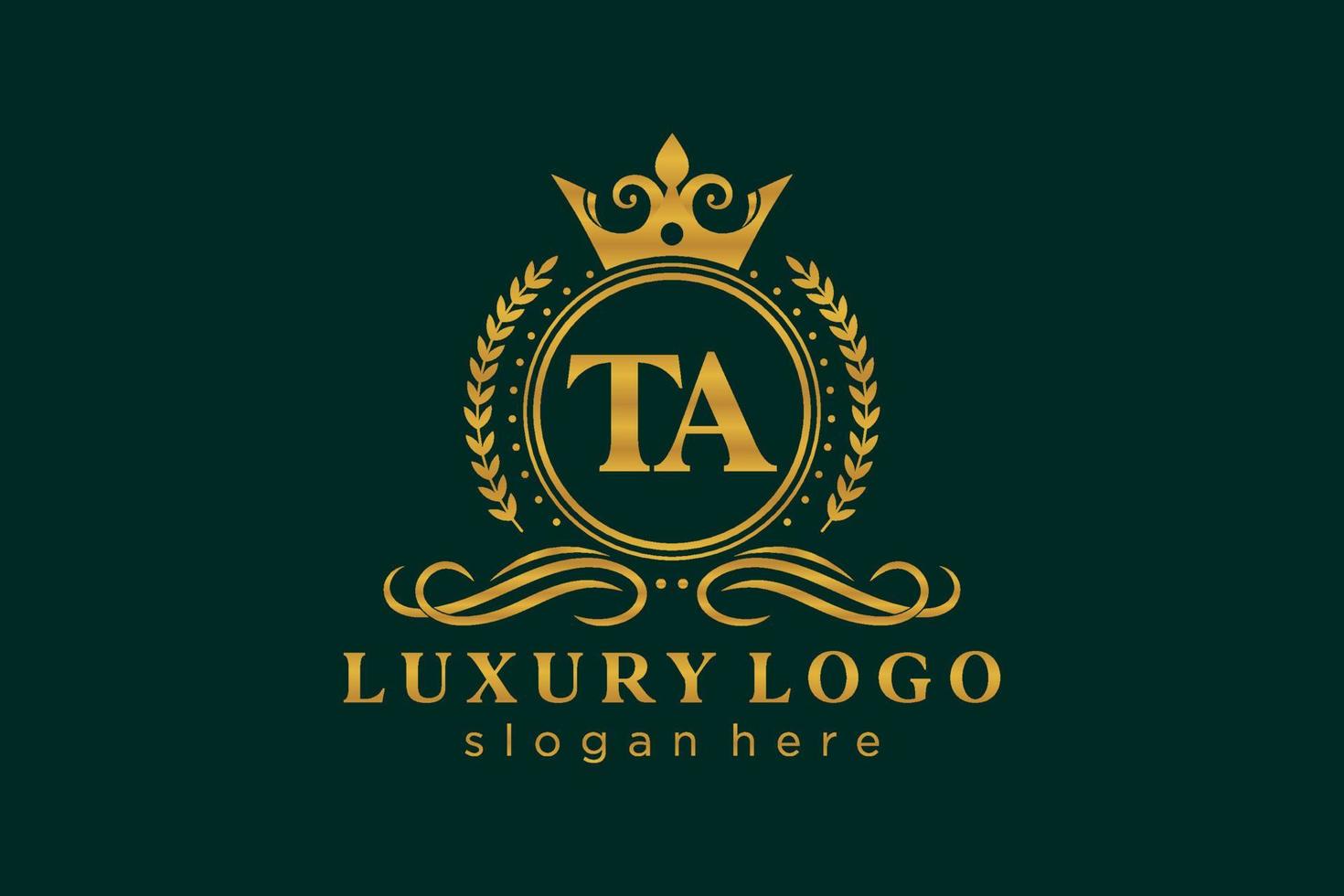 plantilla de logotipo de lujo real de letra ta inicial en arte vectorial para restaurante, realeza, boutique, cafetería, hotel, heráldica, joyería, moda y otras ilustraciones vectoriales. vector