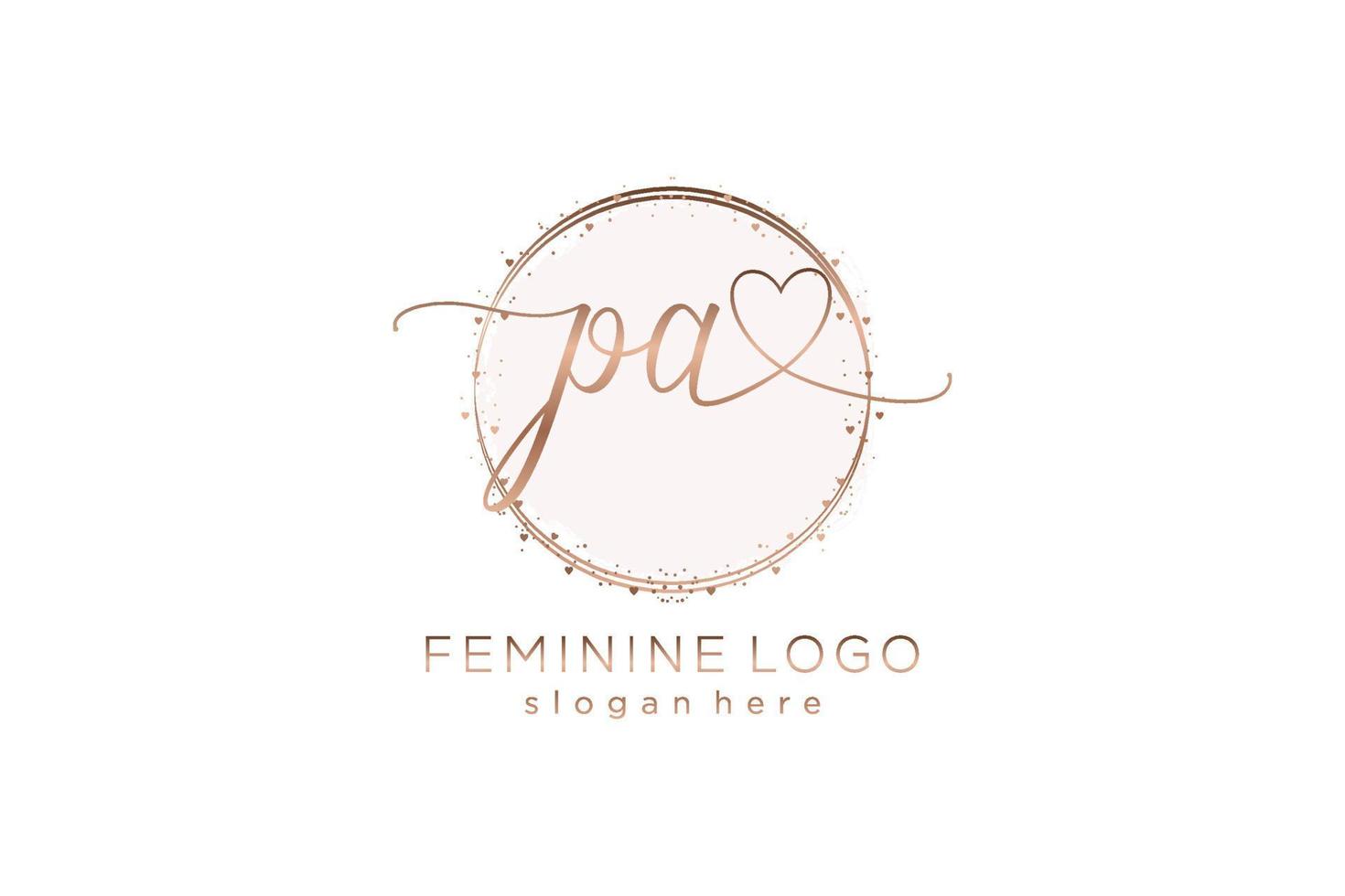 logotipo de escritura a mano pa inicial con plantilla de círculo logotipo vectorial de boda inicial, moda, floral y botánica con plantilla creativa. vector