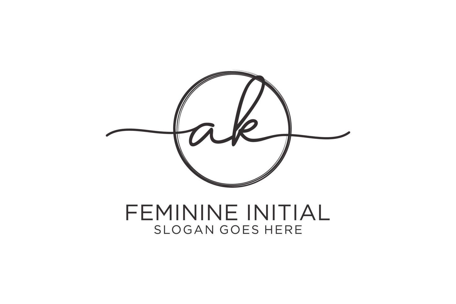 Initial AK handwriting logo with circle template vector logo of initial signature, wedding, fashion, floral and botanical with creative template.