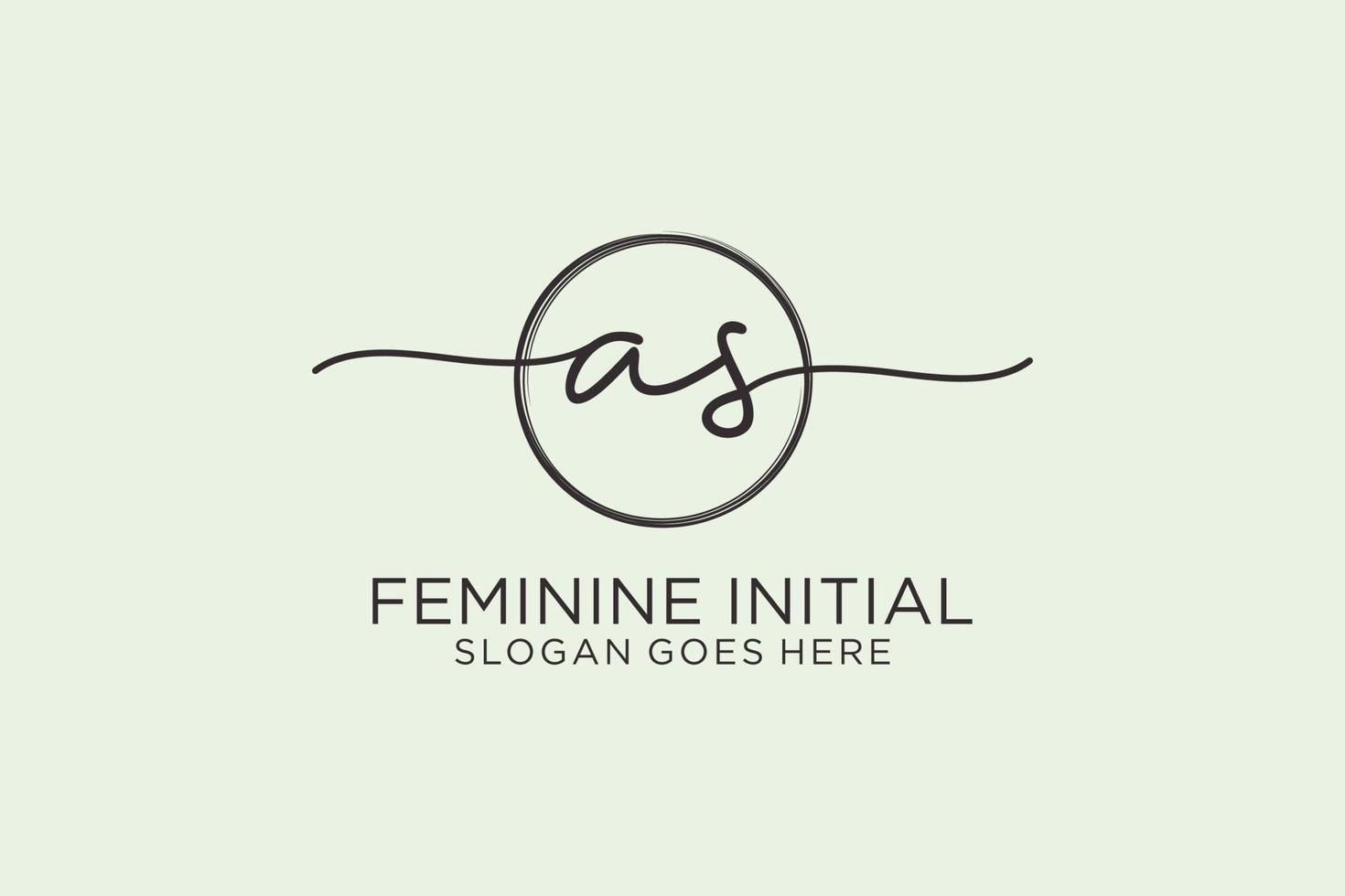 Initial AS handwriting logo with circle template vector logo of initial signature, wedding, fashion, floral and botanical with creative template.