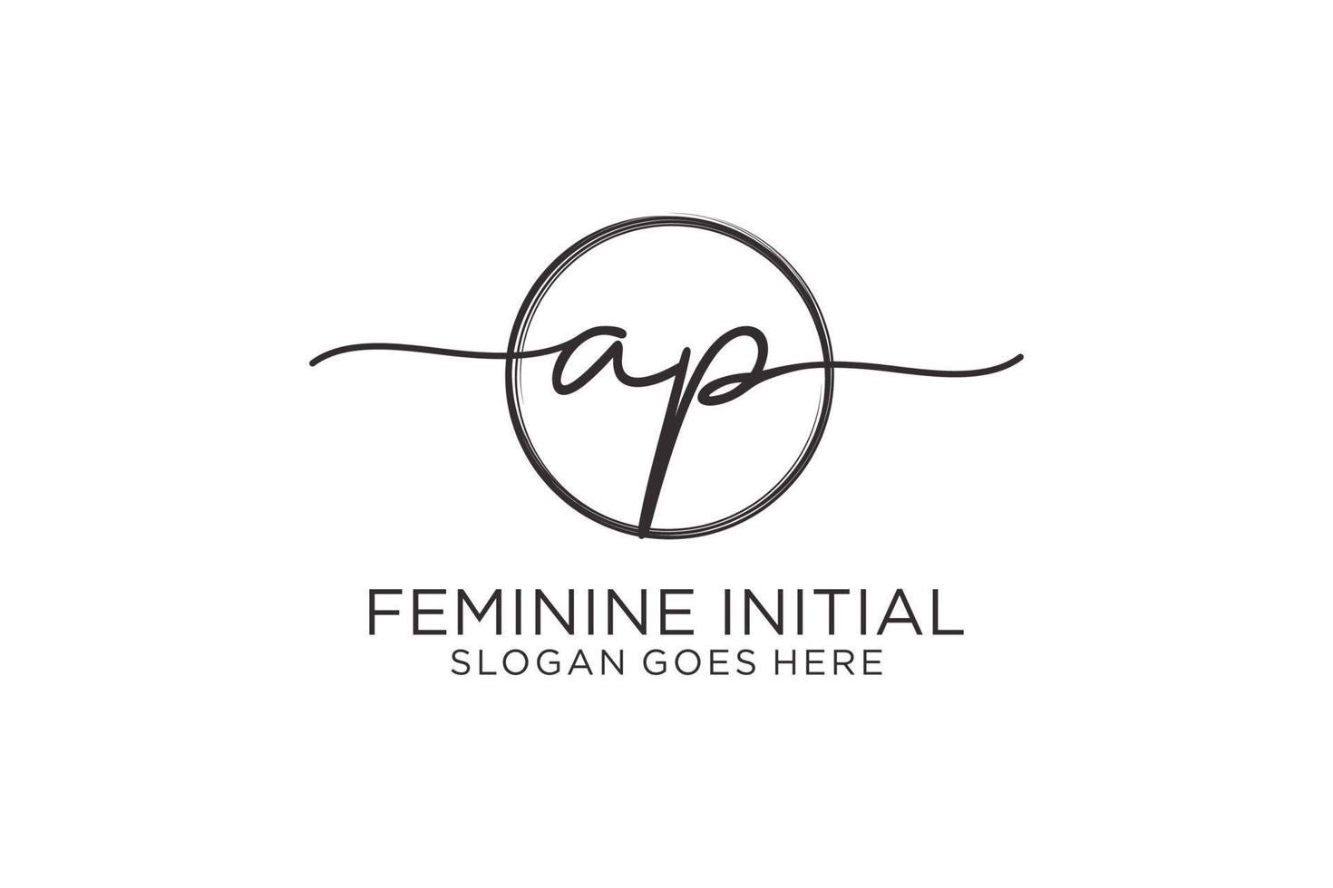 Initial AP handwriting logo with circle template vector logo of initial signature, wedding, fashion, floral and botanical with creative template.