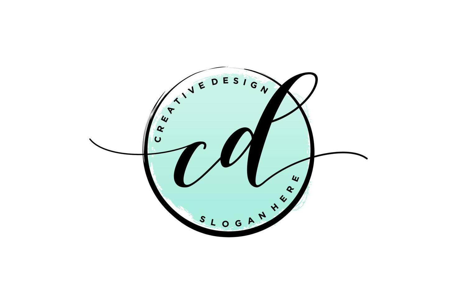 Initial CD handwriting logo with circle template vector signature, wedding, fashion, floral and botanical with creative template.