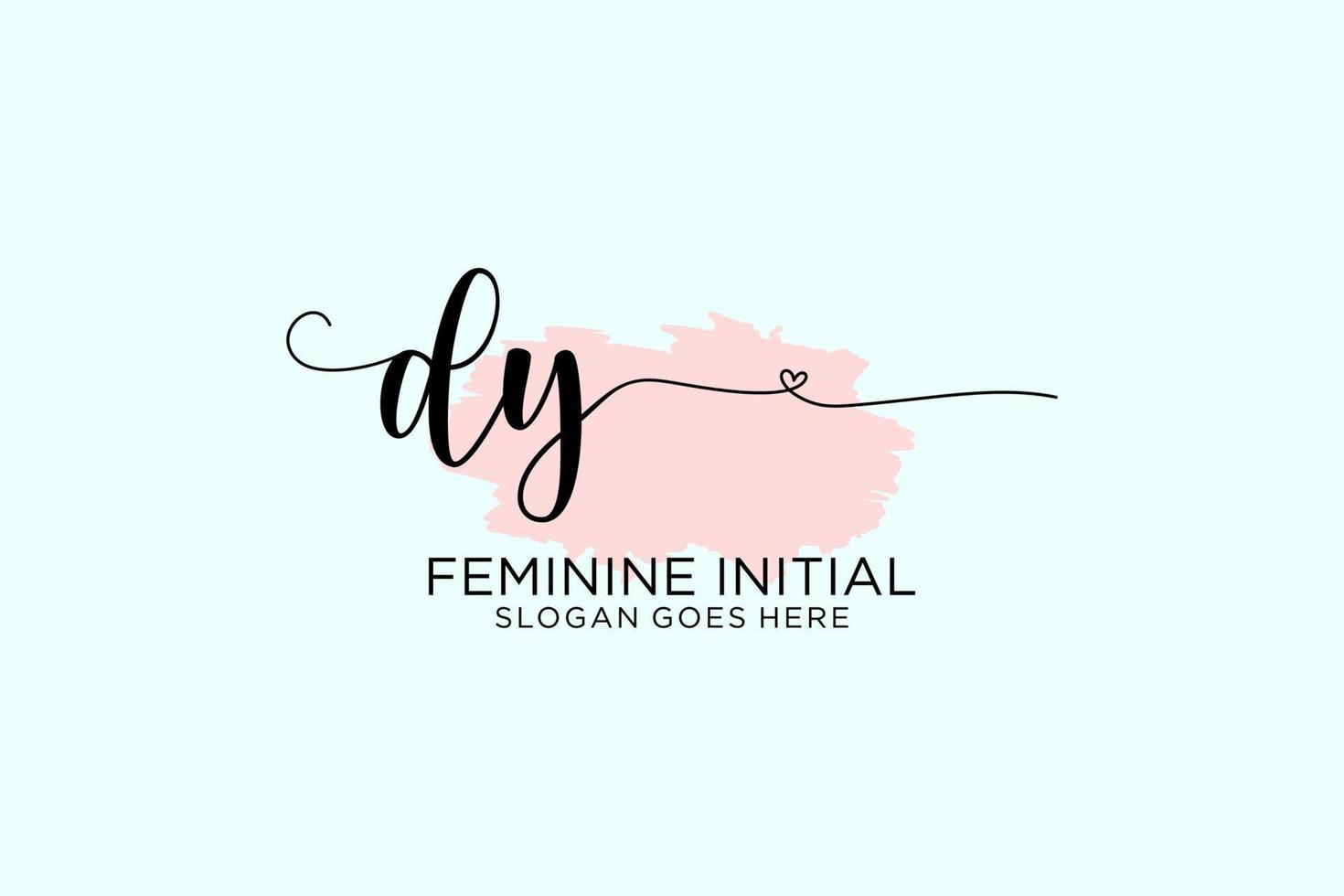 Initial DY beauty monogram and elegant logo design handwriting logo of initial signature, wedding, fashion, floral and botanical with creative template. vector