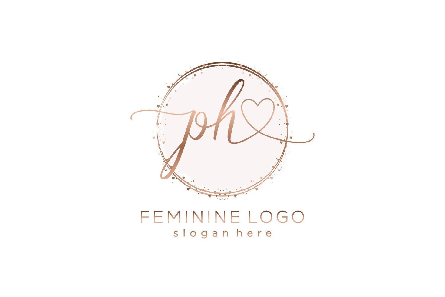 Initial PH handwriting logo with circle template vector logo of initial wedding, fashion, floral and botanical with creative template.