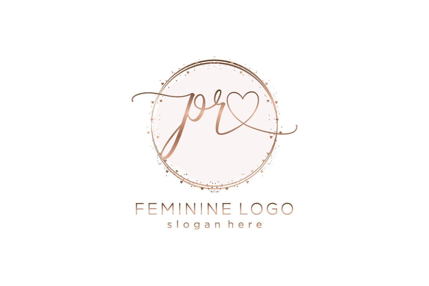 Initial PR handwriting logo with circle template vector logo of initial wedding, fashion, floral and botanical with creative template.