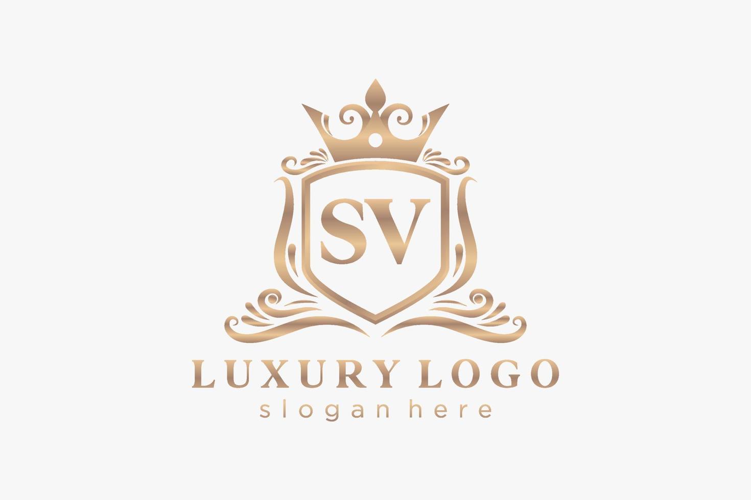 Initial SV Letter Royal Luxury Logo template in vector art for Restaurant, Royalty, Boutique, Cafe, Hotel, Heraldic, Jewelry, Fashion and other vector illustration.