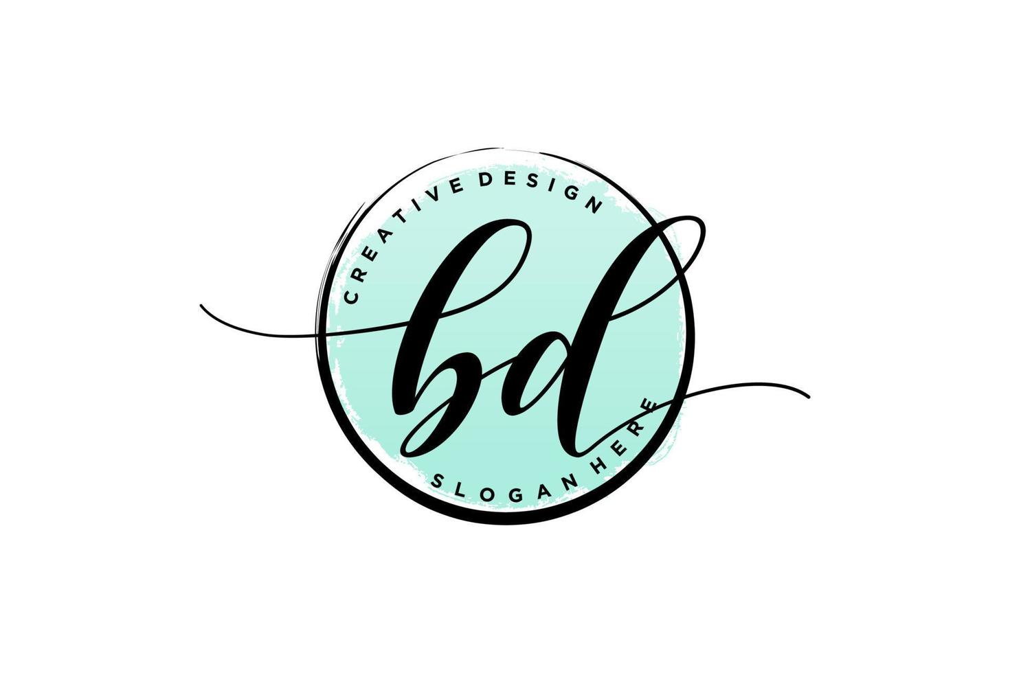 Initial BD handwriting logo with circle template vector signature, wedding, fashion, floral and botanical with creative template.