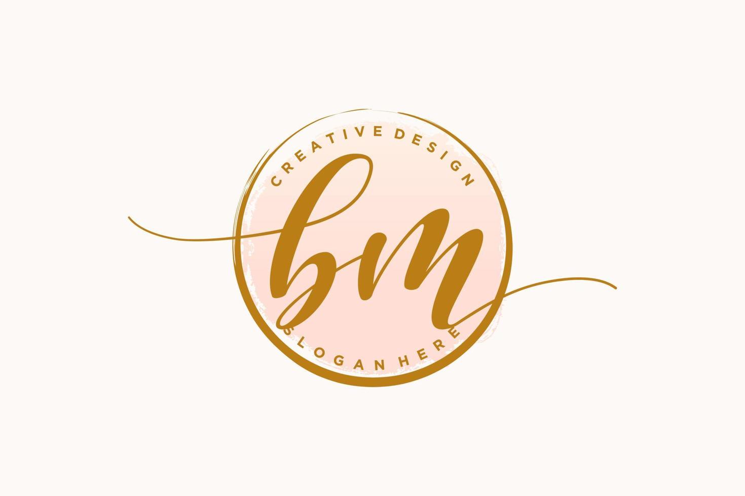 Initial BM handwriting logo with circle template vector signature, wedding, fashion, floral and botanical with creative template.