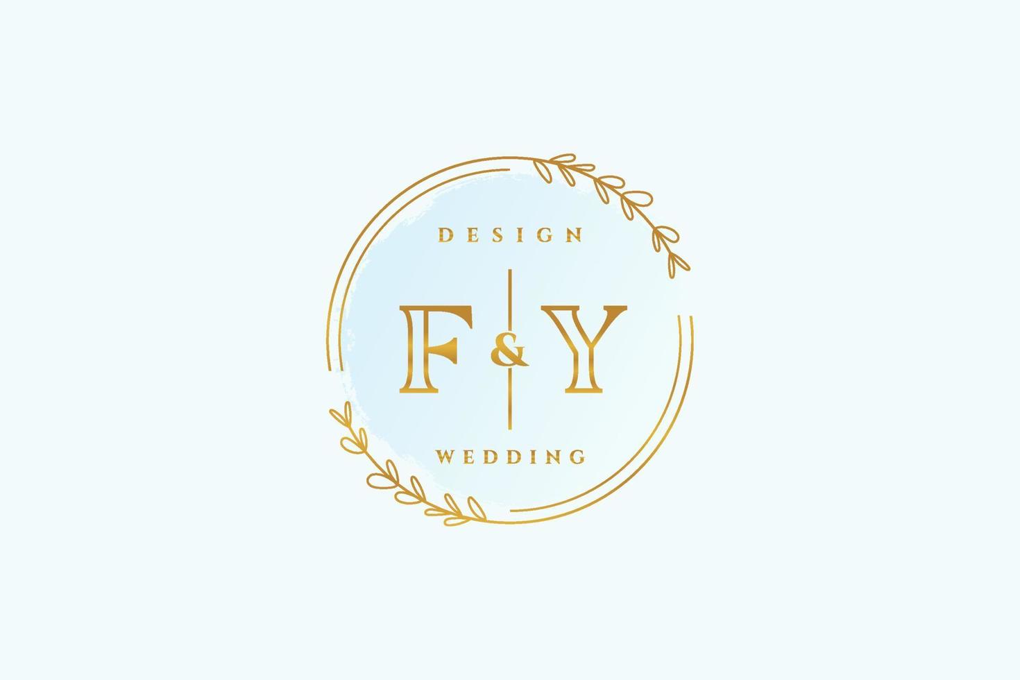 Initial FY beauty monogram and elegant logo design handwriting logo of initial signature, wedding, fashion, floral and botanical with creative template. vector