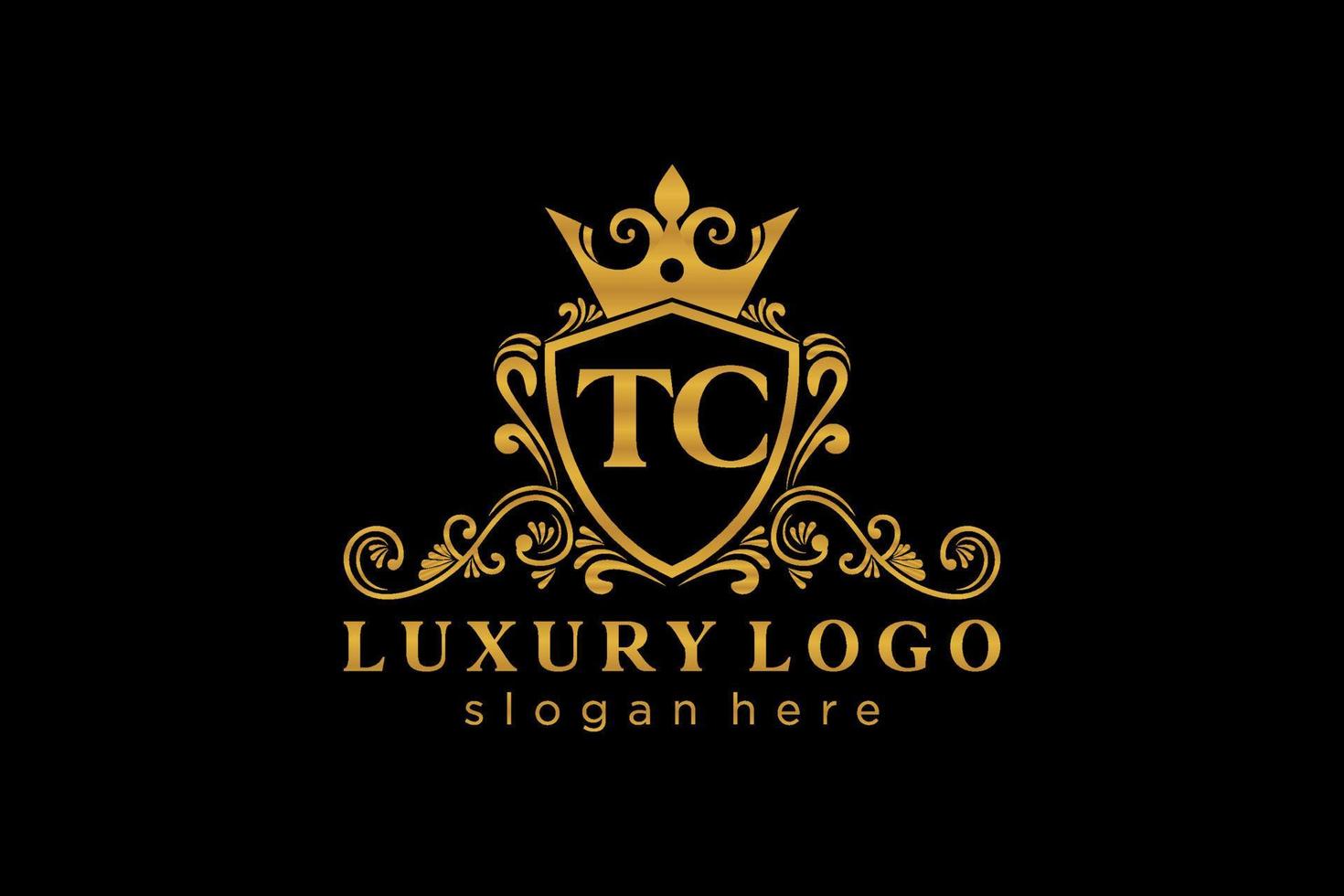 plantilla de logotipo de lujo real de letra tc inicial en arte vectorial para restaurante, realeza, boutique, cafetería, hotel, heráldica, joyería, moda y otras ilustraciones vectoriales. vector