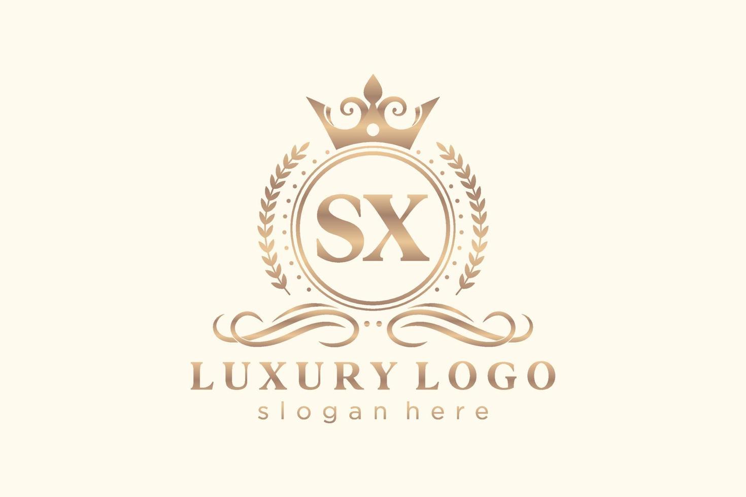 Initial SX Letter Royal Luxury Logo template in vector art for Restaurant, Royalty, Boutique, Cafe, Hotel, Heraldic, Jewelry, Fashion and other vector illustration.