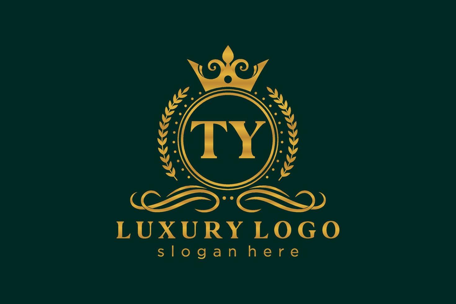 Initial TY Letter Royal Luxury Logo template in vector art for Restaurant, Royalty, Boutique, Cafe, Hotel, Heraldic, Jewelry, Fashion and other vector illustration.