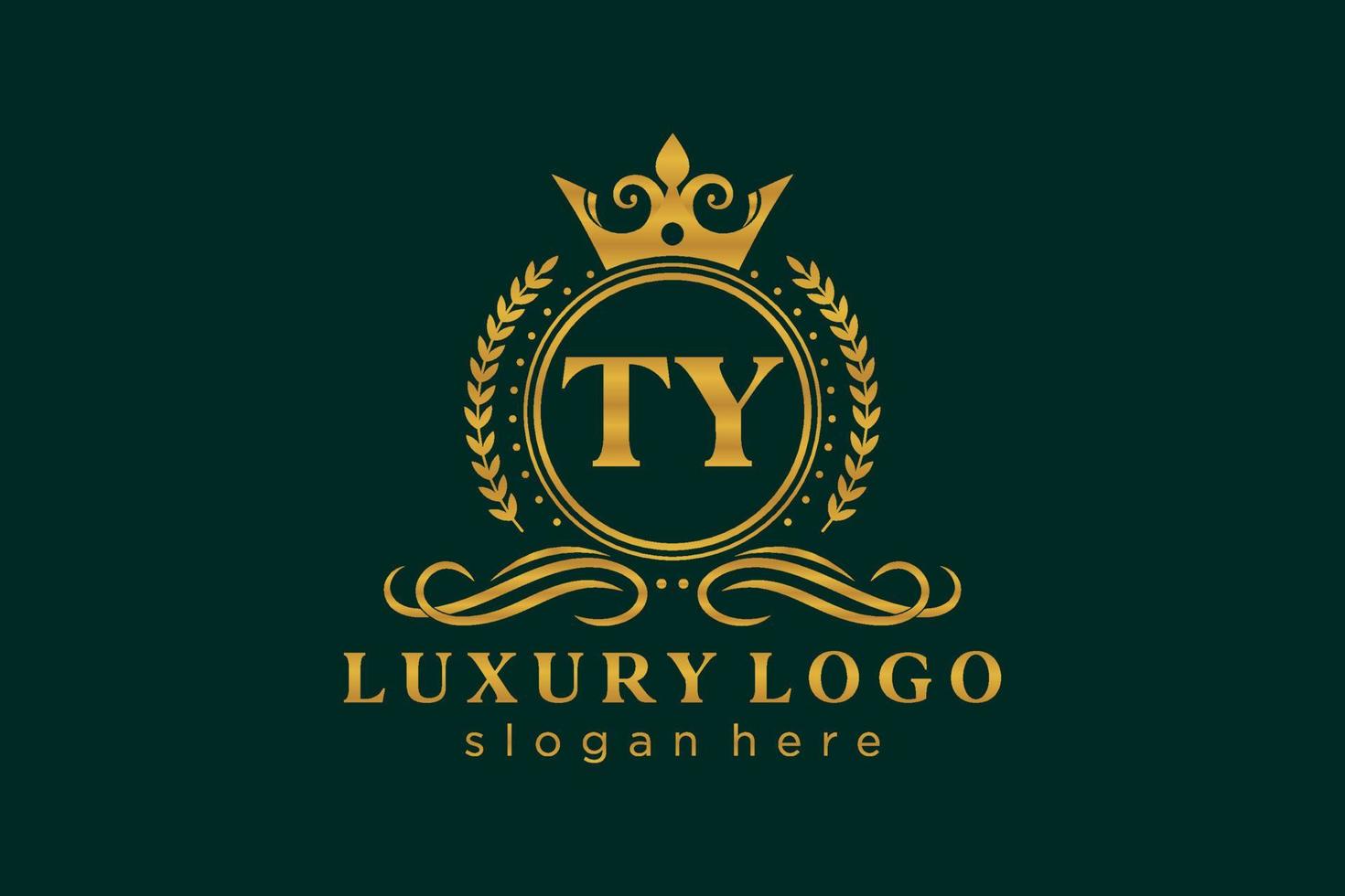 plantilla de logotipo de lujo real de letra ty inicial en arte vectorial para restaurante, realeza, boutique, cafetería, hotel, heráldica, joyería, moda y otras ilustraciones vectoriales. vector