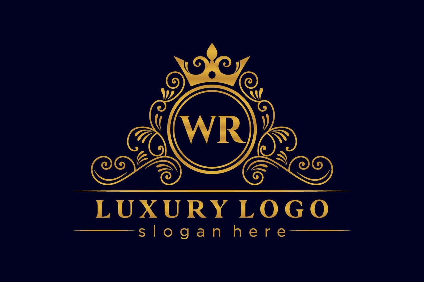 WR Initial Letter Gold calligraphic feminine floral hand drawn heraldic monogram antique vintage style luxury logo design Premium Vector