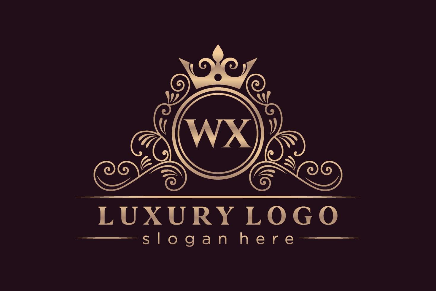 WX Initial Letter Gold calligraphic feminine floral hand drawn heraldic monogram antique vintage style luxury logo design Premium Vector