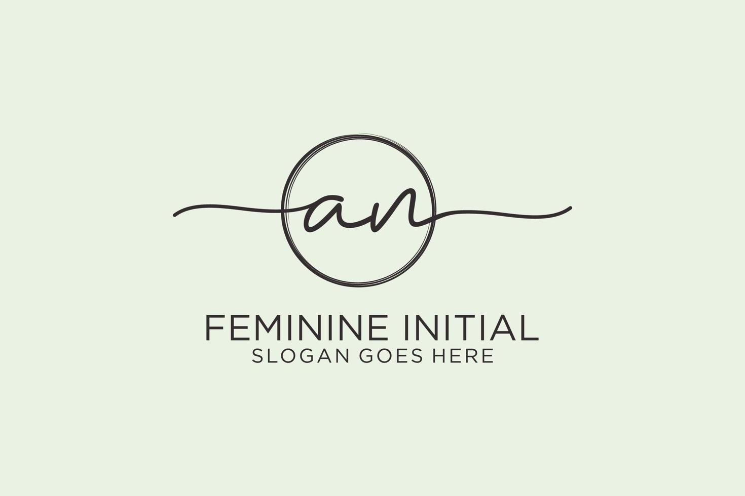 Initial AN handwriting logo with circle template vector logo of initial signature, wedding, fashion, floral and botanical with creative template.