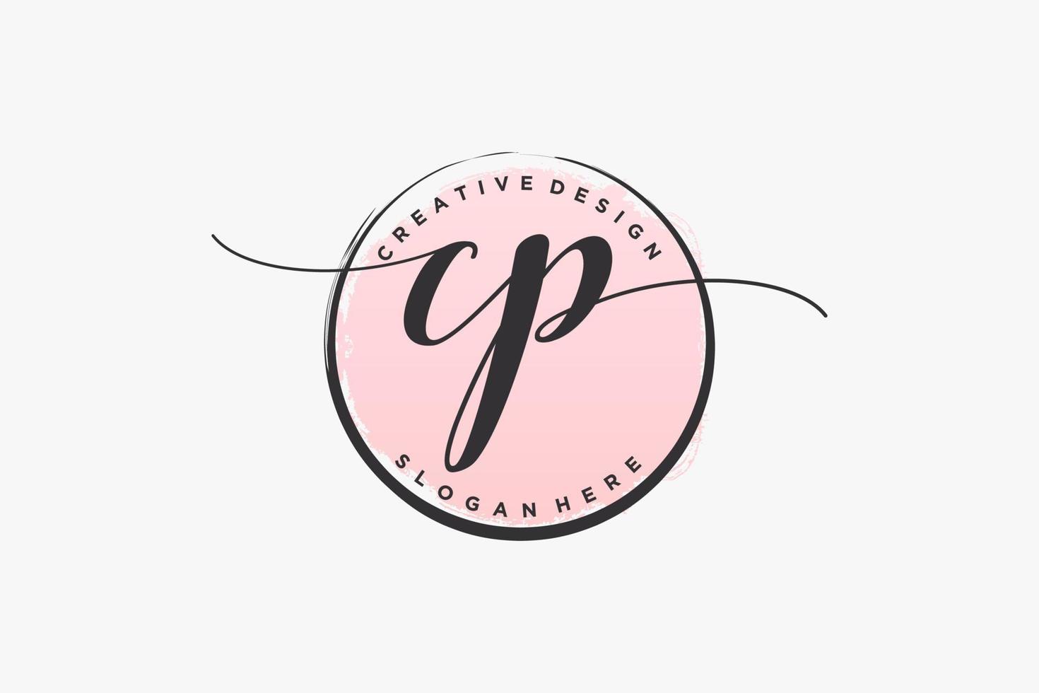 Initial CP handwriting logo with circle template vector signature, wedding, fashion, floral and botanical with creative template.