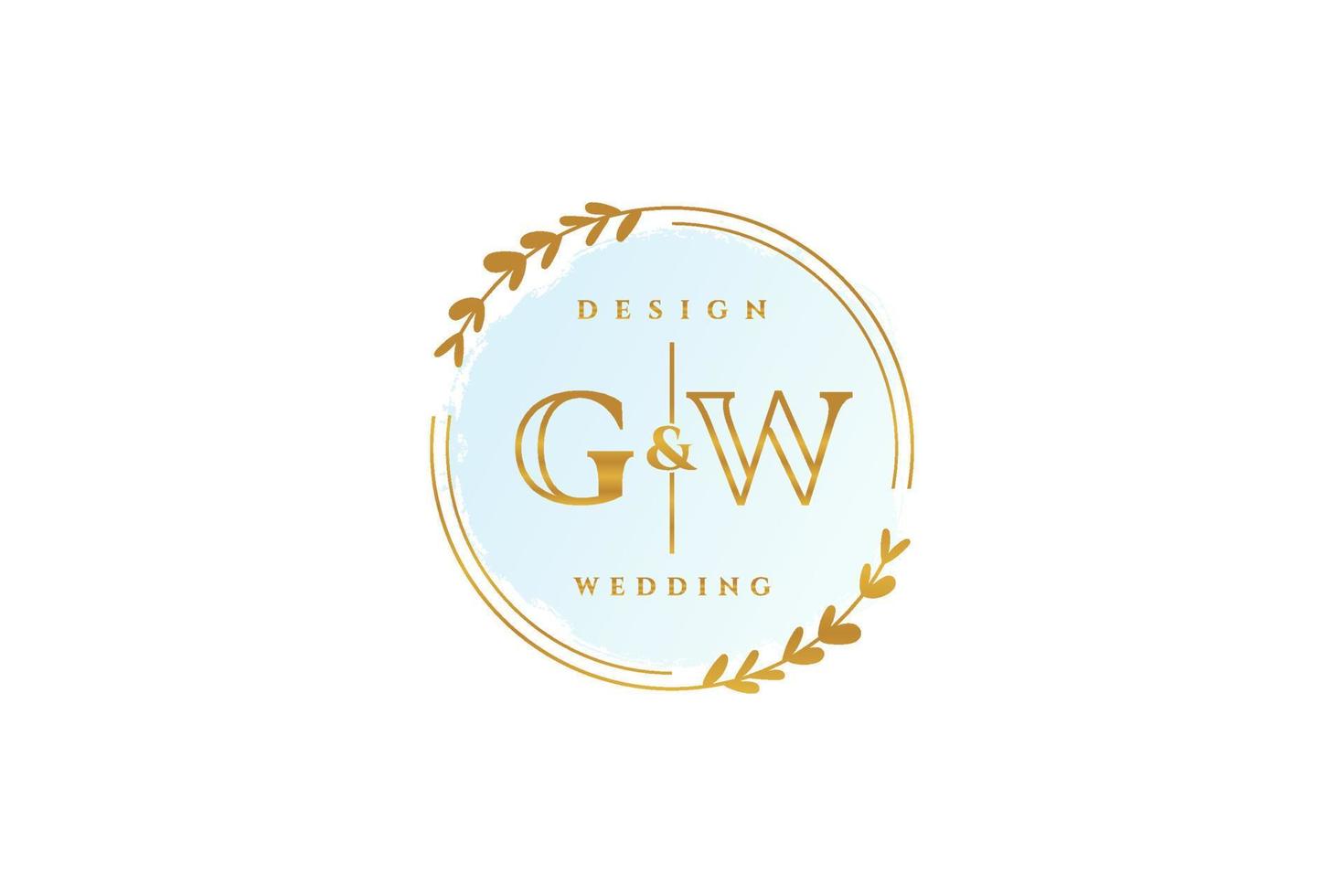 Initial GW beauty monogram and elegant logo design handwriting logo of initial signature, wedding, fashion, floral and botanical with creative template. vector