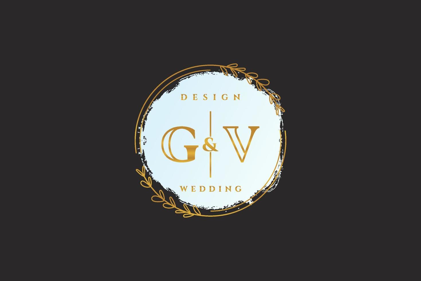 Initial GV beauty monogram and elegant logo design handwriting logo of initial signature, wedding, fashion, floral and botanical with creative template. vector