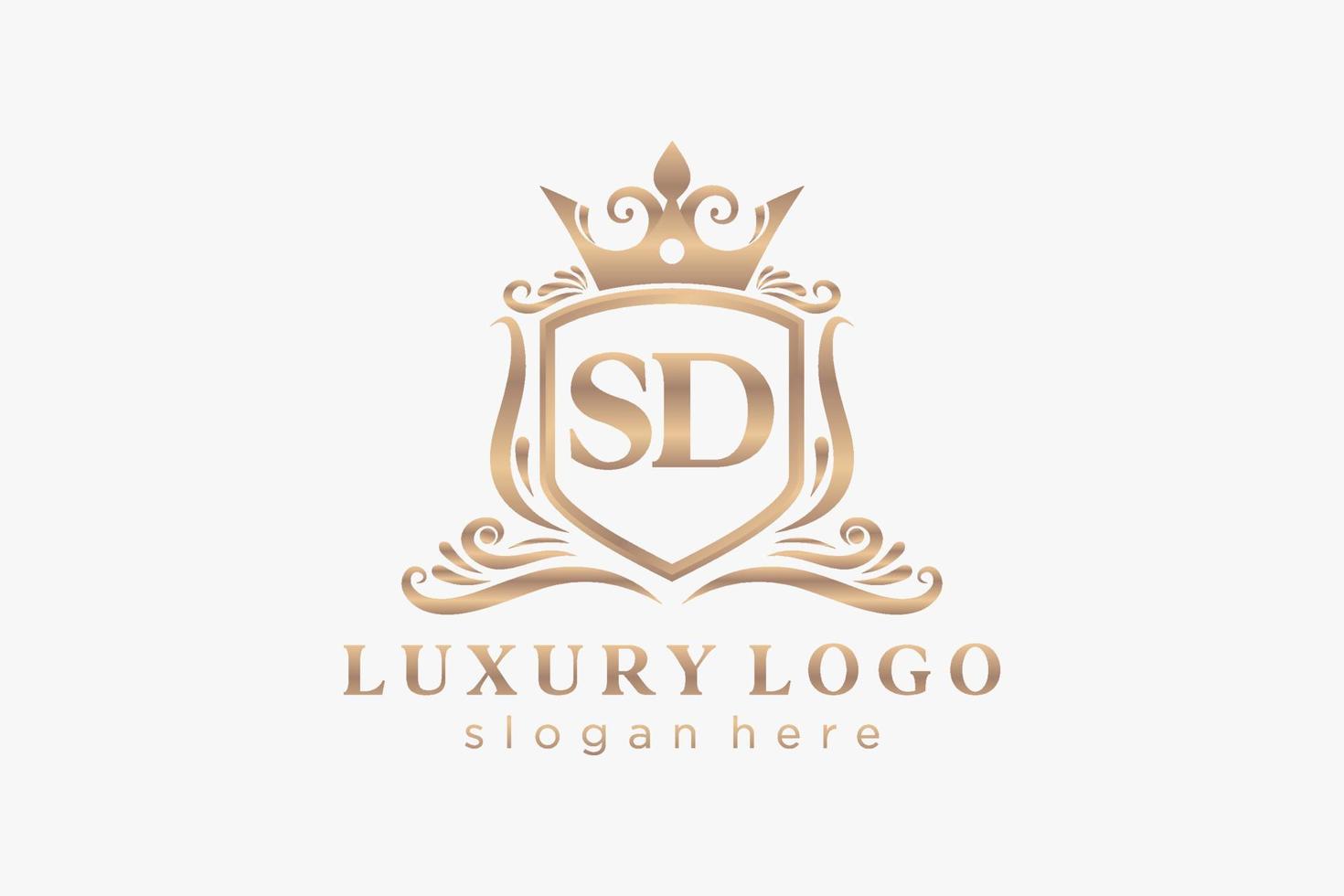 Initial SD Letter Royal Luxury Logo template in vector art for Restaurant, Royalty, Boutique, Cafe, Hotel, Heraldic, Jewelry, Fashion and other vector illustration.