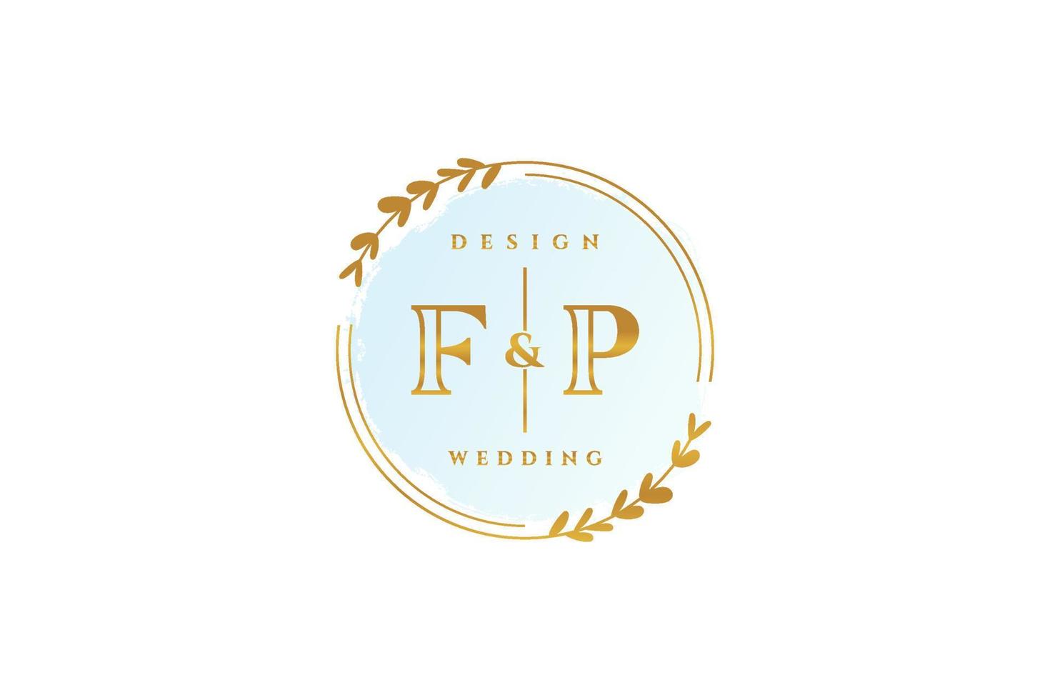 Initial FP beauty monogram and elegant logo design handwriting logo of initial signature, wedding, fashion, floral and botanical with creative template. vector