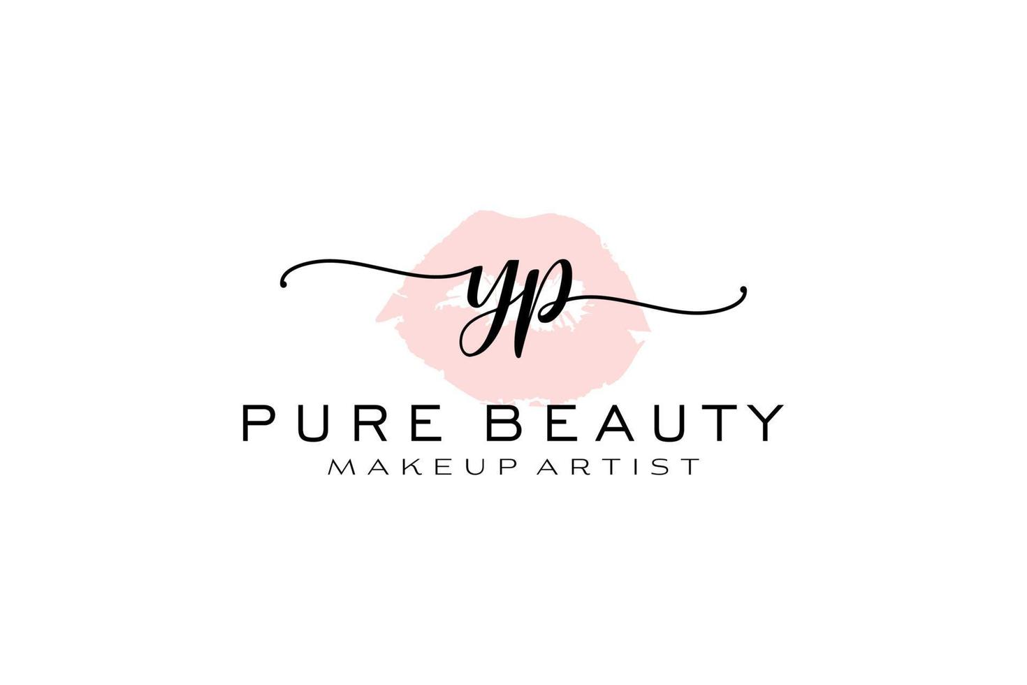 Initial YP Watercolor Lips Premade Logo Design, Logo for Makeup Artist Business Branding, Blush Beauty Boutique Logo Design, Calligraphy Logo with creative template. vector