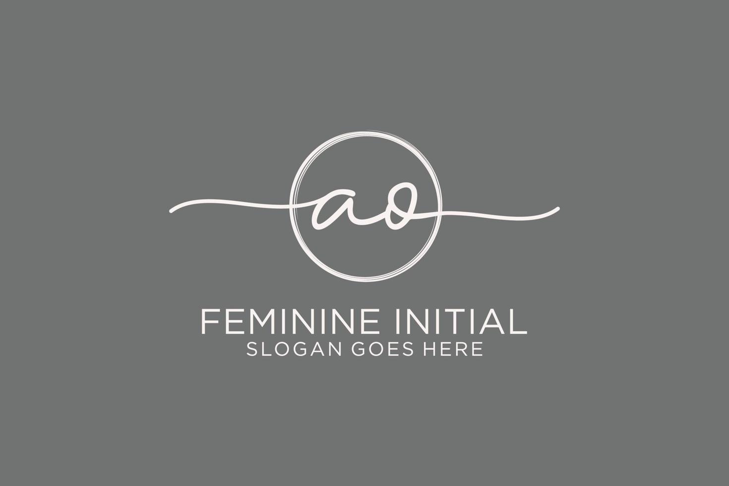 Initial AO handwriting logo with circle template vector logo of initial signature, wedding, fashion, floral and botanical with creative template.