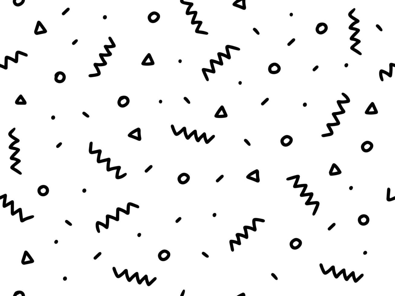patrón geométrico de estilo boceto dibujado a mano con blanco y negro. triángulo, línea, círculo. tela hipster estilo memphis vector