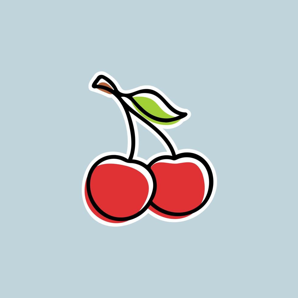 pegatina de fruta roja cereza boceto de garabato icono dibujado a mano ilustración de logotipo vector