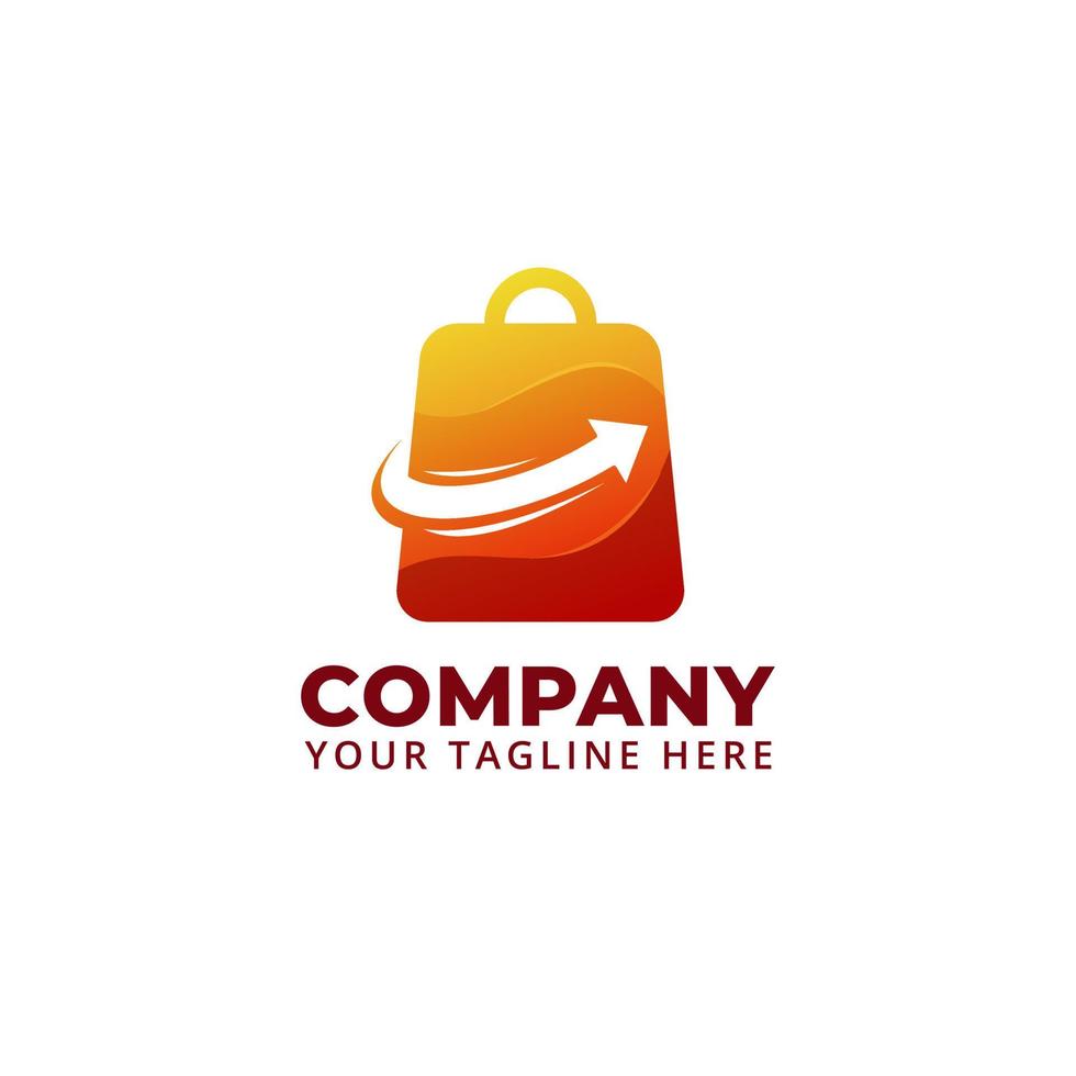 shop bag sales with up arrow increase symbol logo vector