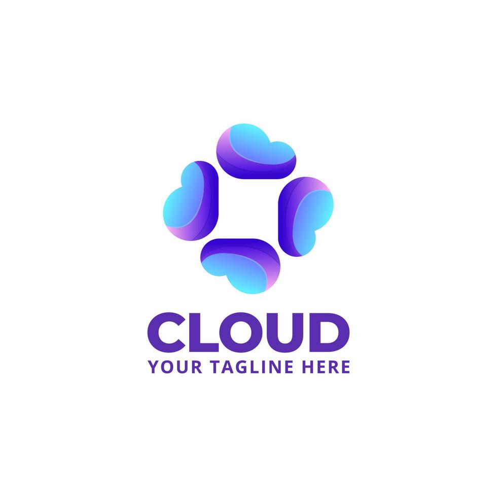 Cloud abstract logo for technology, app, software logo company vector