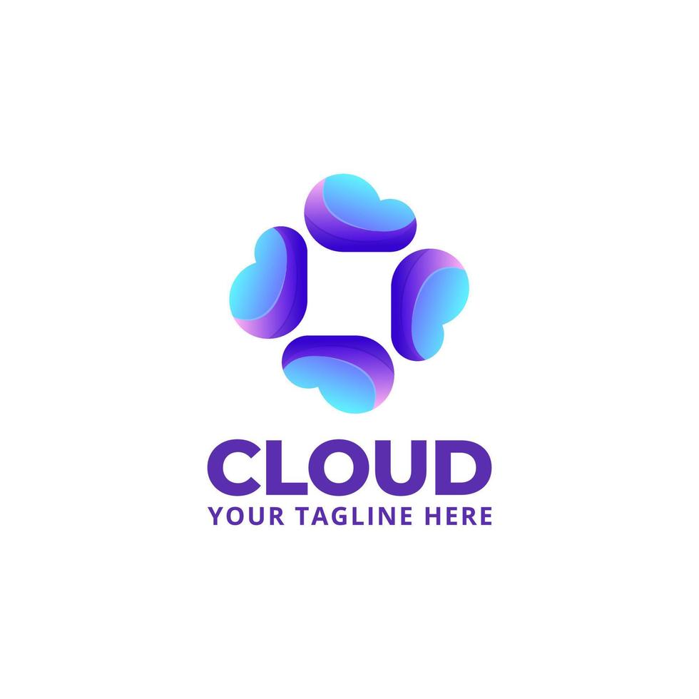 Cloud abstract logo for technology, app, software logo company vector