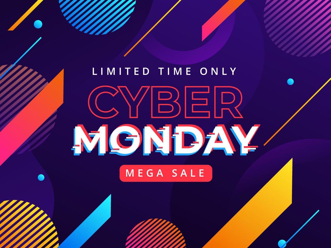 Cyber Monday Sale banner with trendy geometric abstract shape background vector