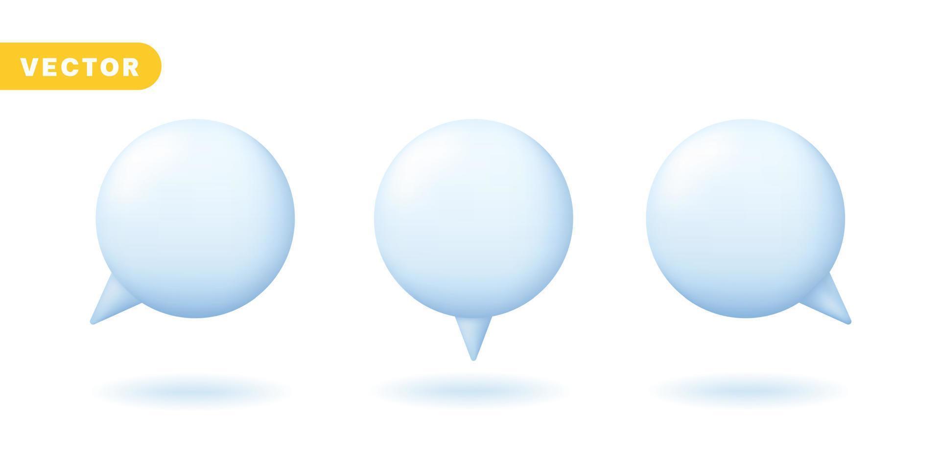 elemento de globo de burbuja de habla 3d para conversación cómico hablar hablar mensaje texto decoración esfera redonda forma signo símbolo icono varios estilo conjunto colección vector ilustración