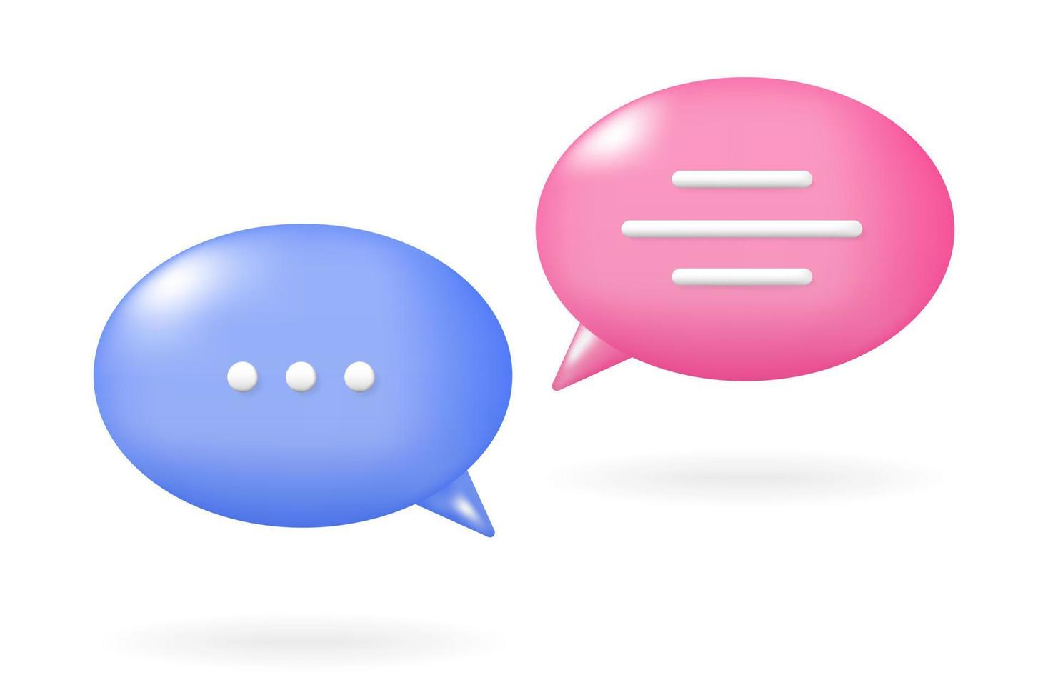 3D Color Speech Bubble Balloon Element for Conversation Comic Talking Speaking Message Text Bubble Speech balloon Decoration Oval Ellipse Shape Sign Symbol Icon Set Collection Vector Illustration