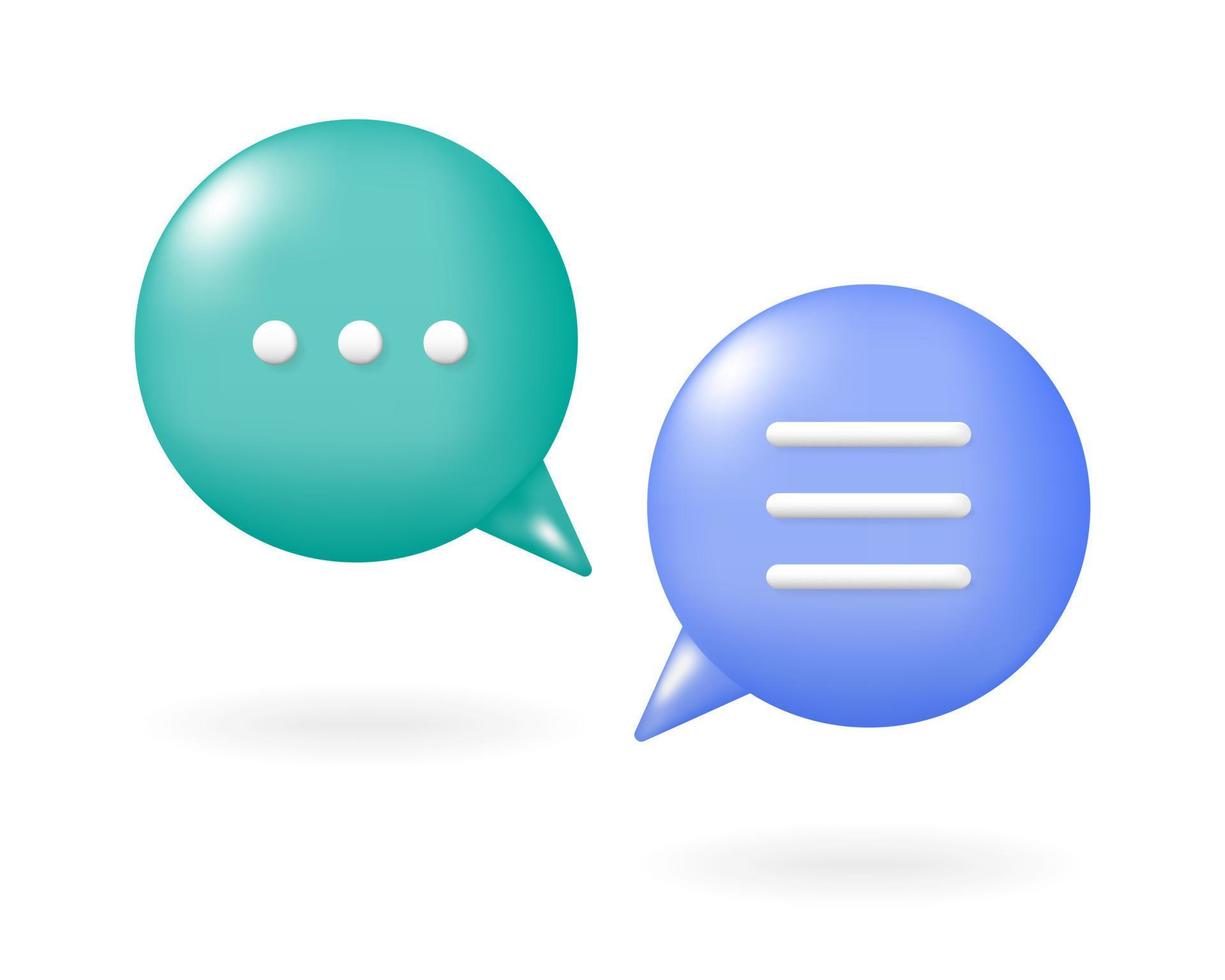 3D Color Speech Bubble Balloon Element for Conversation Comic Talking Speaking Message Text Bubble Speech balloon Decoration Round Sphere Shape Sign Symbol Icon Set Collection Vector Illustration