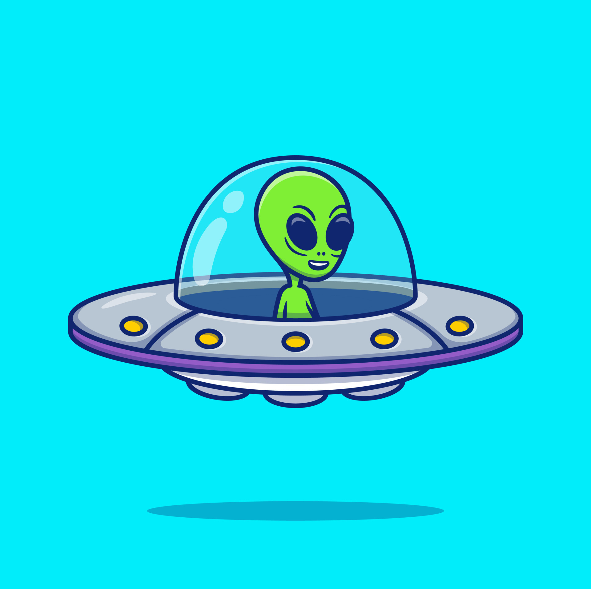 Cute Alien UFO Cartoon Vector Icon Illustration. Science Technology Icon  Concept Isolated Premium Vector. Flat Cartoon Style 12889042 Vector Art at  Vecteezy