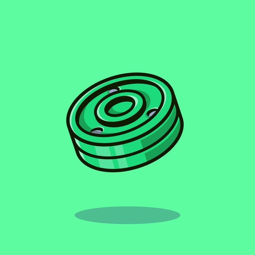 ilustración de icono de vector de dibujos animados de galleta verde de hockey. concepto de icono de objeto deportivo vector premium aislado. estilo de dibujos animados plana