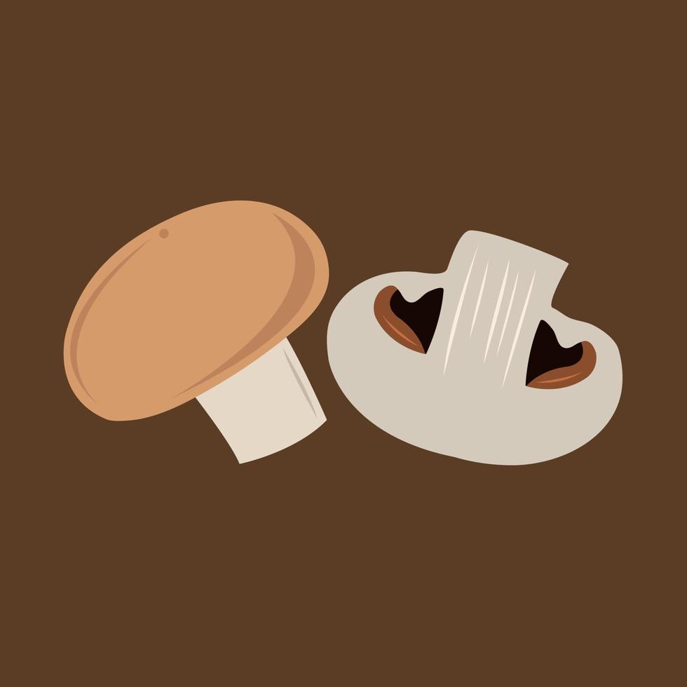 Brown slice mushroom vector illustration for graphic design and decorative element