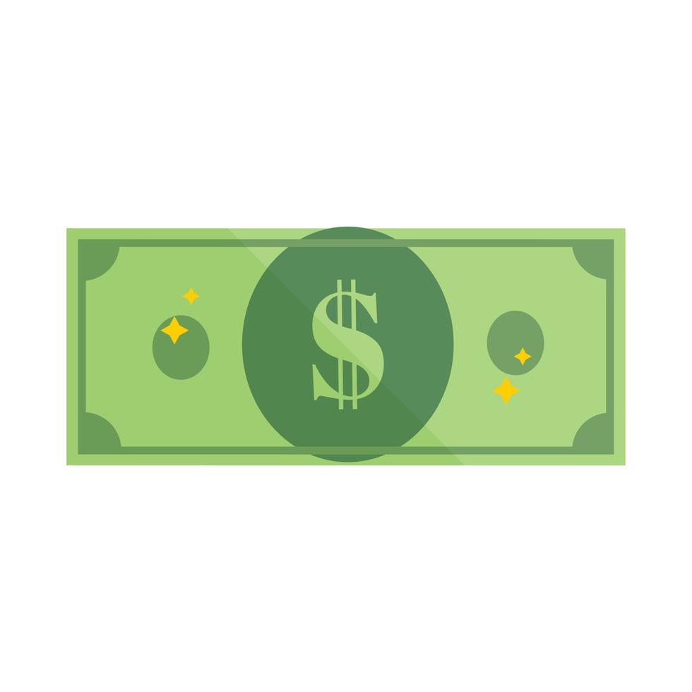 vector illustration of flat dollar bill, income, earning icon.