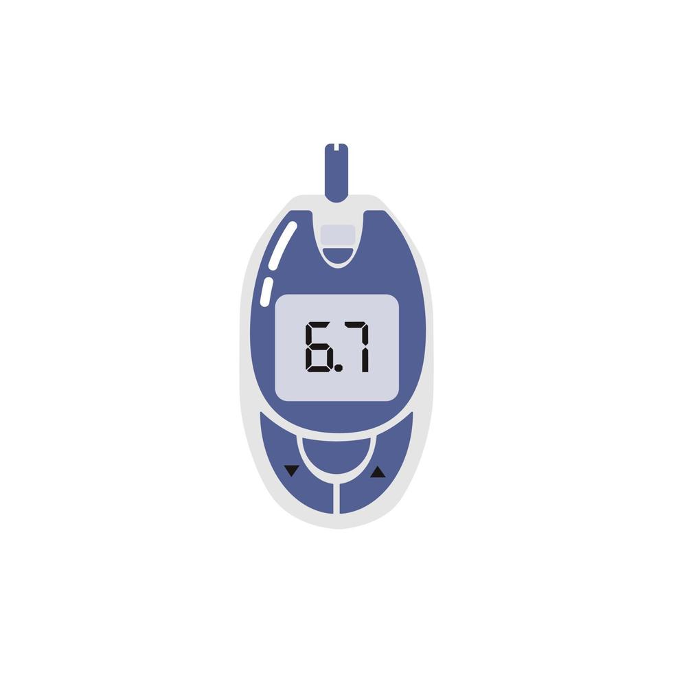 ilustración de vector de glucómetro portátil. equipo médico para el control de la diabetes. Sistema de monitorización de glucosa en sangre con medidor de azúcar.