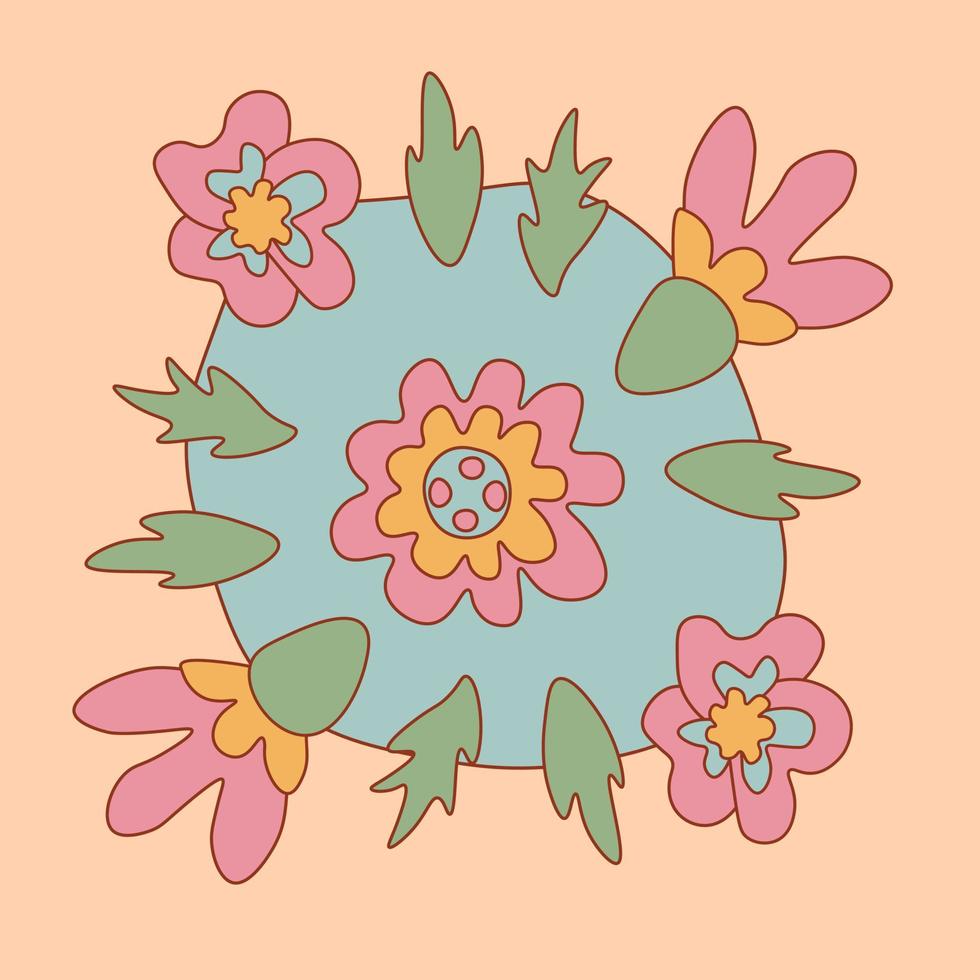 tarjeta de felicitación retro con flores maravillosas vector