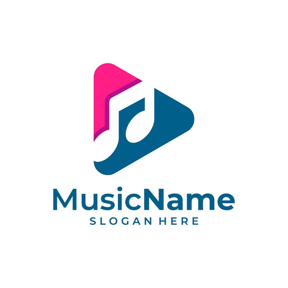 Play Music Logo Template Design Vector, Emblem, Design Concept, Creative Symbol, Icon vector