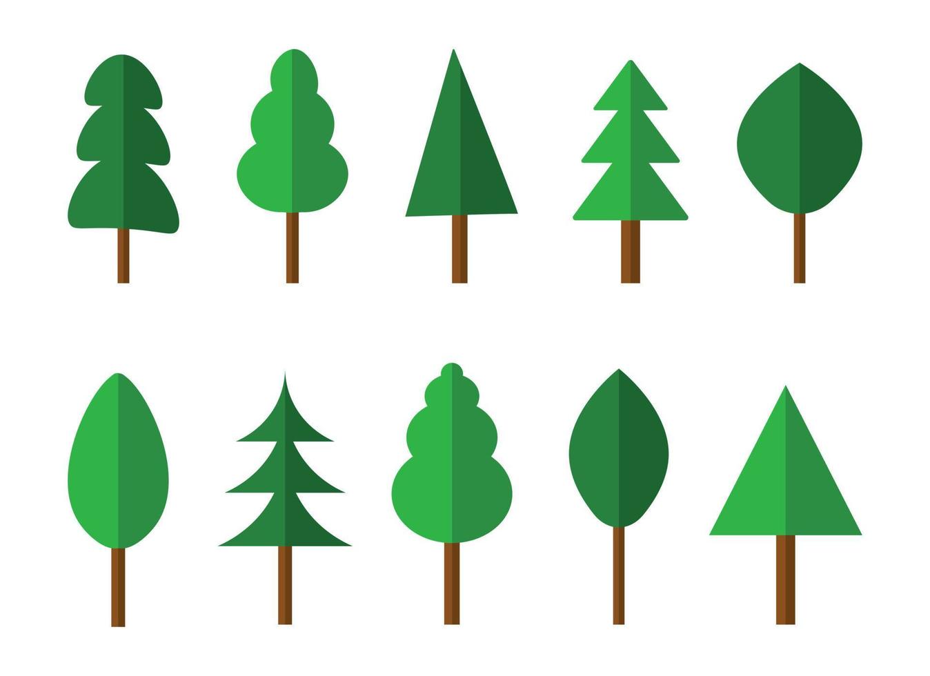 Collection of trees illustrations. Green tree nature healthy illustration vector. Set of different green trees simple and minimalist vector illustration