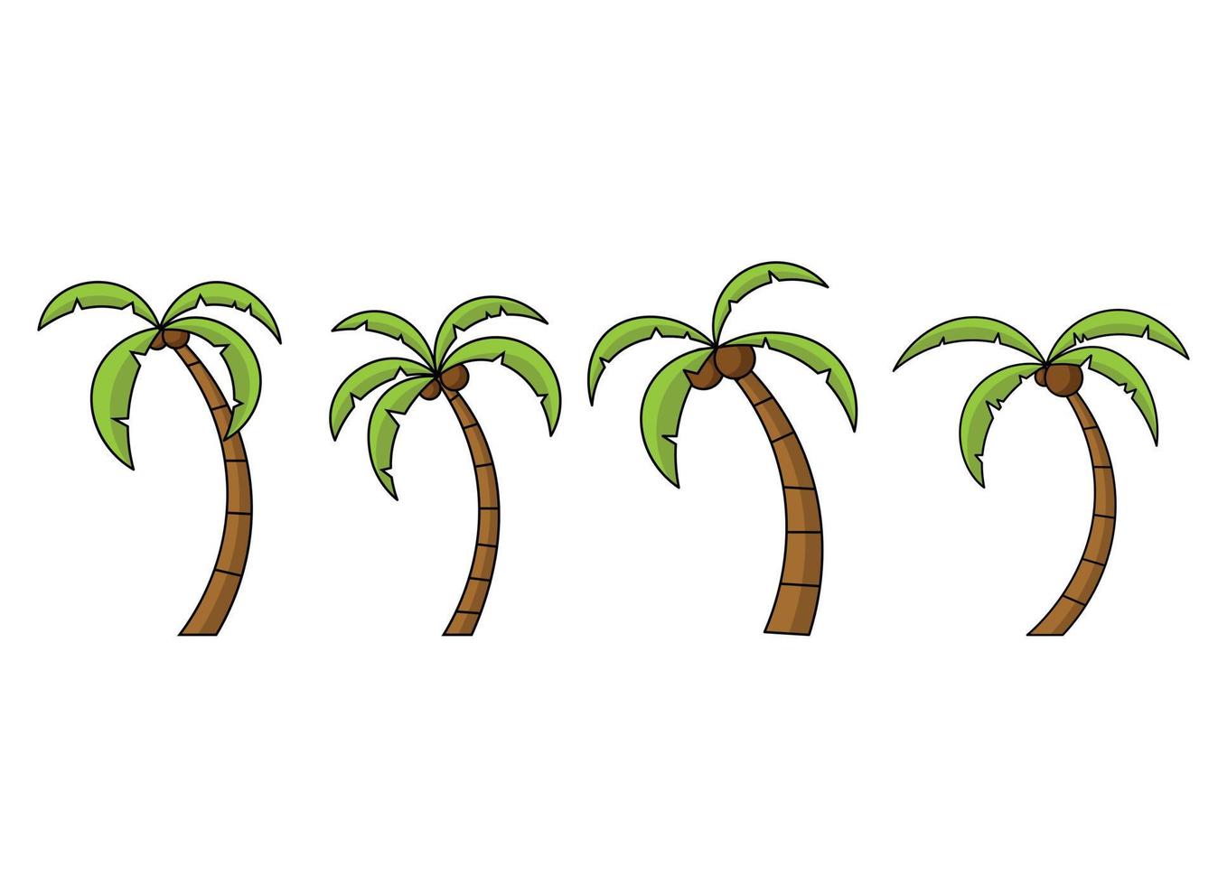 Ilustración de diseño de vector de árbol de coco aislado sobre fondo blanco