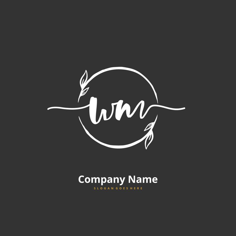 WM Initial handwriting and signature logo design with circle. Beautiful design handwritten logo for fashion, team, wedding, luxury logo. vector