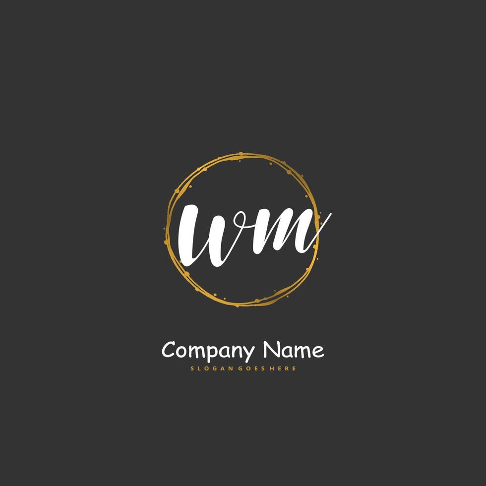 WM Initial handwriting and signature logo design with circle. Beautiful design handwritten logo for fashion, team, wedding, luxury logo. vector