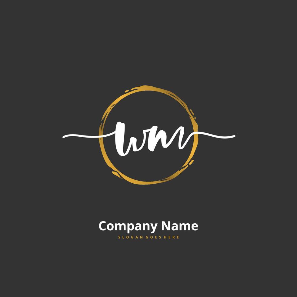 WM Initial handwriting and signature logo design with circle. Beautiful design handwritten logo for fashion, team, wedding, luxury logo. vector